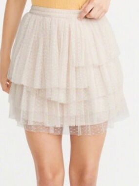 Abercrombie & Fitch Cream Tulle Mini Skirt